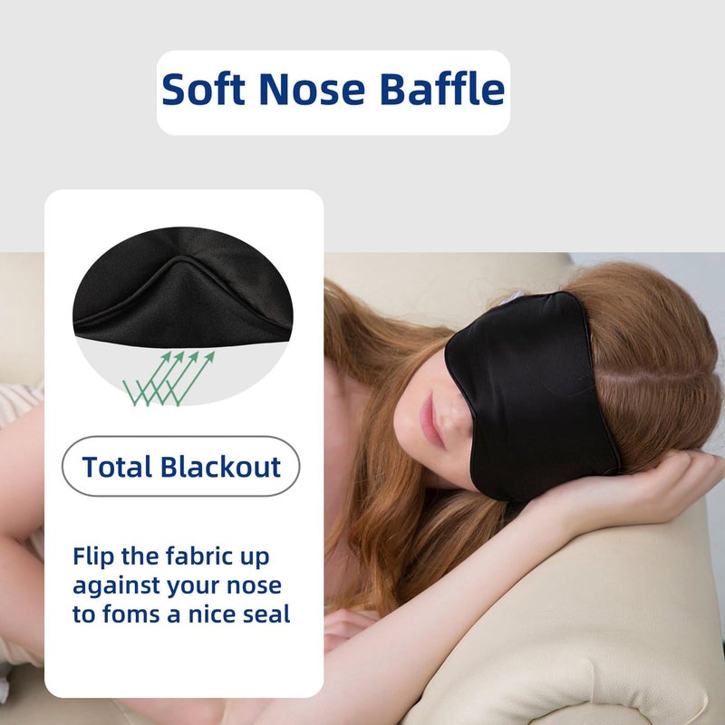 ALASKA BEAR Sleep Mask 2 Straps Mulberry Silk Twin Thin Elastic Bands Stay Put All Night SuperSmooth Slim Eye Mask Two Adjustable Head Strings and Nose Baffle - Image 3