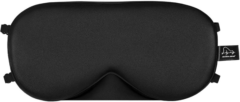 ALASKA BEAR Sleep Mask 2 Straps Mulberry Silk Twin Thin Elastic Bands Stay Put All Night SuperSmooth Slim Eye Mask Two Adjustable Head Strings and Nose Baffle - Image 1