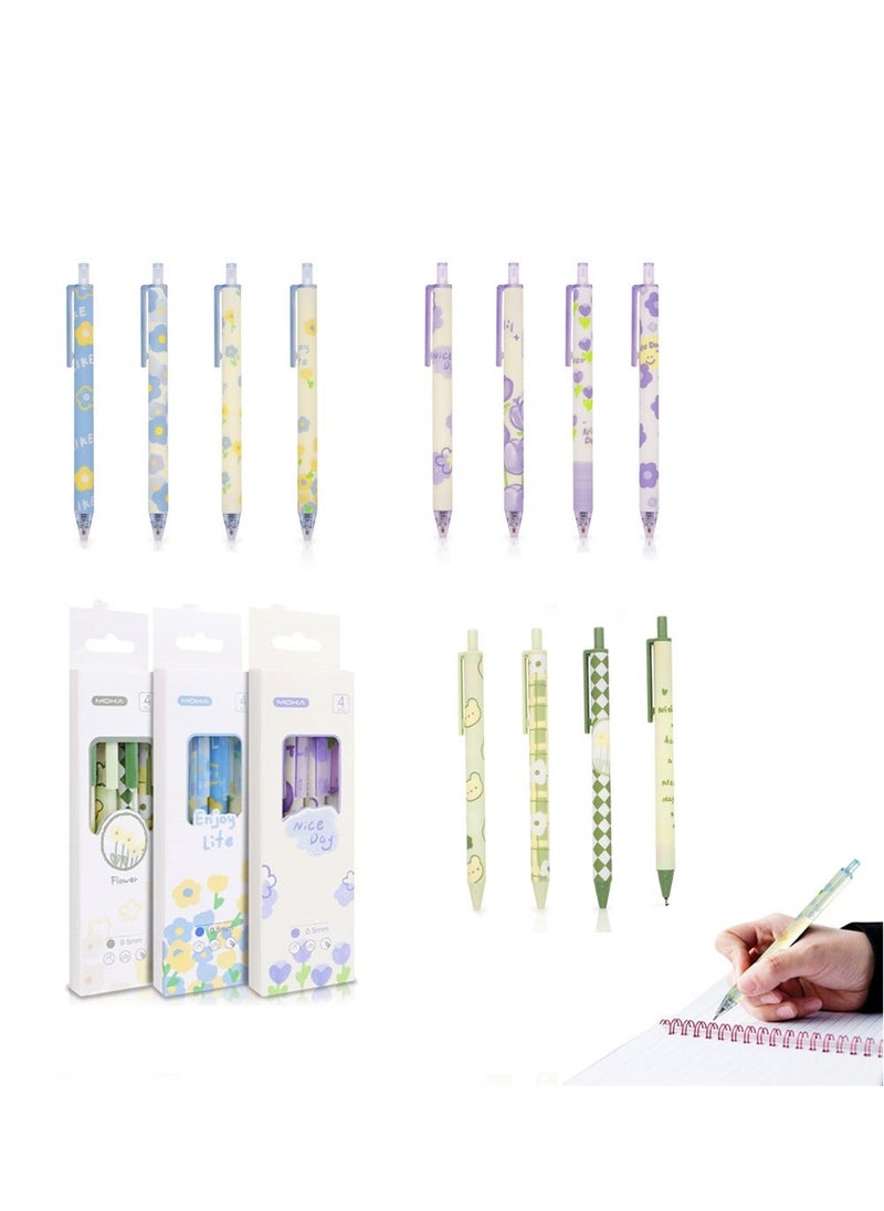 Y&D Gel Ink Pens, 12PCS Cute Cartoon Retractable 0.5mm Black Rollerball Pens Set, Fine Point Smooth Writing, Kawaii Office Supplies for School Teacher Student  - Image 1