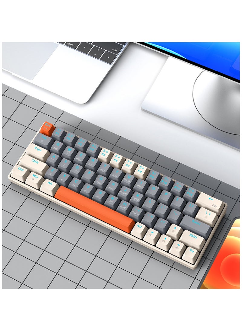 T-WOLF - 60% Wired Mechanical Gaming Keyboard RGB Backlit Ultra-Compact Mini Keyboard Waterproof Mini Compact 63 Keys Keyboard for PC Mac Gamer Typist Travel Easy to Carry on Business Trip - Image 1