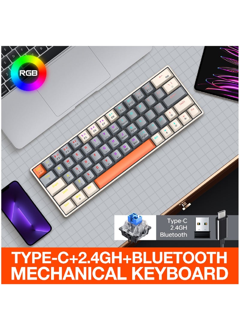 T-WOLF - 60% Wired Mechanical Gaming Keyboard RGB Backlit Ultra-Compact Mini Keyboard Waterproof Mini Compact 63 Keys Keyboard for PC Mac Gamer Typist Travel Easy to Carry on Business Trip - Image 1