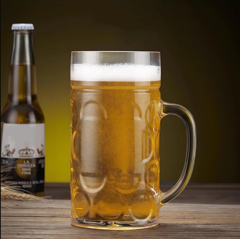 Komost 38oz Plastic Large Beer Mugs with Handle Set of 2, Reusable Beer Stein Drinking Glasses Cups for Party, Bar, Home, Hotel, Perfect for Whiskey, Juice, Cocktail Beverages - Image 2