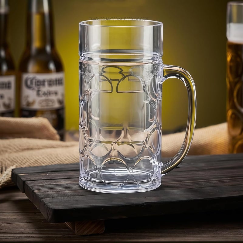 Komost 38oz Plastic Large Beer Mugs with Handle Set of 2, Reusable Beer Stein Drinking Glasses Cups for Party, Bar, Home, Hotel, Perfect for Whiskey, Juice, Cocktail Beverages - Image 4