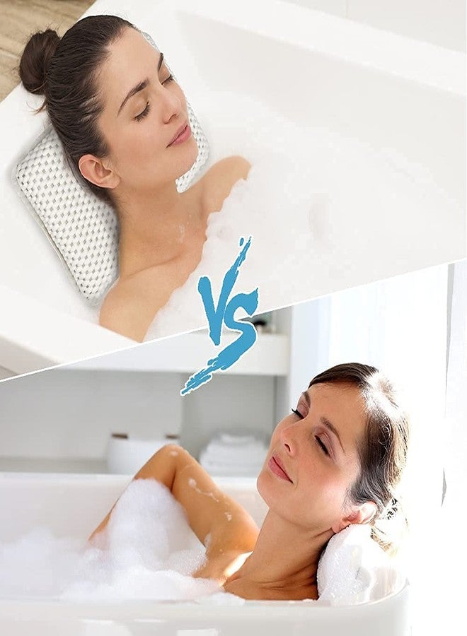 جي رينغ وسائد حمام JRing، وسادة بيضاء قابلة للتهوية لحوض الاستحمام، وسادة مسند رأس مع 8 أكواب شفط قوية، مانعة للانزلاق، تدعم الرأس والرقبة، تناسب جميع أحواض الاستحمام، وأحواض الاستحمام الساخنة، والمنتجعات الصحية المنزلية، وأحواض الاسترخاء. - Image 5