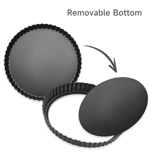 Maclia Tart Pan Removable Bottom - 8.6 Inch Non-Stick Carbon Steel Pie Pan for Baking Tarts, Pies, Quiches, Brownies, Quiche Baking Dish with Fluted Edges, Fruit Tart Mold - Image 3