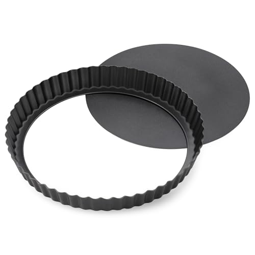 Maclia Tart Pan Removable Bottom - 8.6 Inch Non-Stick Carbon Steel Pie Pan for Baking Tarts, Pies, Quiches, Brownies, Quiche Baking Dish with Fluted Edges, Fruit Tart Mold - Image 1