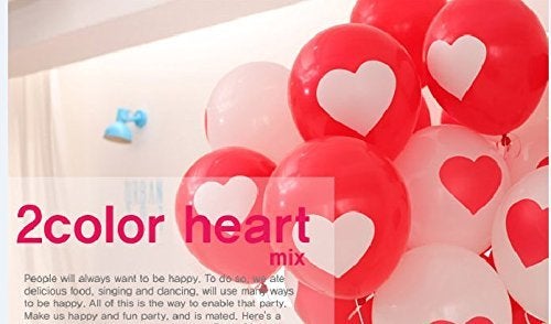 HK Balloons Birthday Decoration Balloons Item 30Pcs For Heart Shaped Balloon Anniversary, Valentine Balloons Decoration RED and WHITE Party Decoration - Image 2
