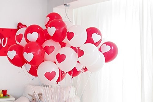HK Balloons Birthday Decoration Balloons Item 30Pcs For Heart Shaped Balloon Anniversary, Valentine Balloons Decoration RED and WHITE Party Decoration - Image 1