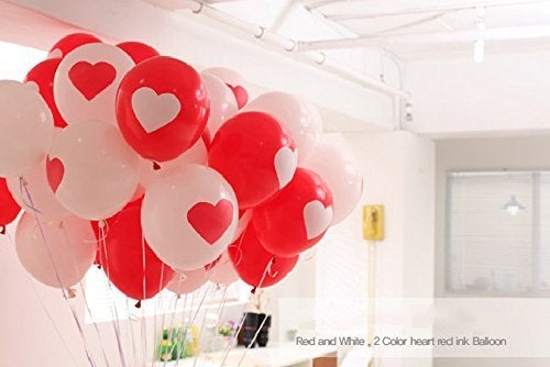 HK Balloons Birthday Decoration Balloons Item 30Pcs For Heart Shaped Balloon Anniversary, Valentine Balloons Decoration RED and WHITE Party Decoration - Image 5