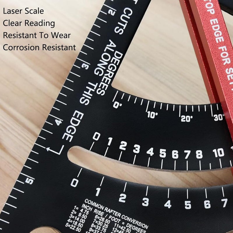 Metric Carpenter Square 80 Degree Adjustable Angle Ruler with 2 Pencils for Woodworking - Image 3