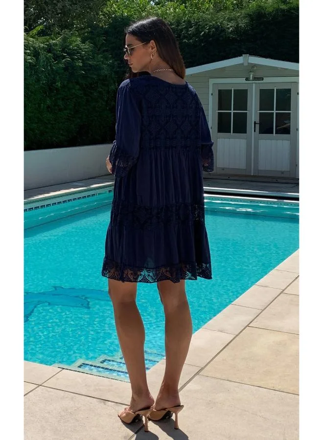 Hoxton Gal Lace Trim Mini Dress