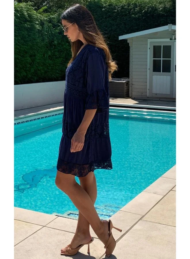 Hoxton Gal Lace Trim Mini Dress