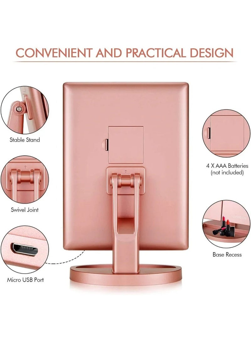 Tri-Fold Lighted Makeup & Vanity Mirror – 1X/2X/3X Magnification, Tabletop Mirror with 21 LEDs and Touchscreen, 180° Adjustable Rotation, Portable Travel Beauty Mirror - Image 3