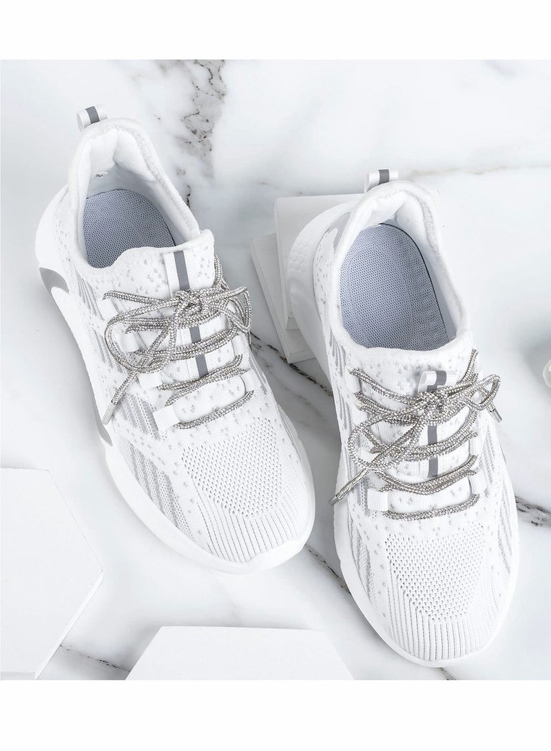 Excefore Rhinestone Shoe Laces, 2 Pair Crystal Bling Shiny Round Glitter Rope for AF1/AJ1, for 1970s, for Ultra Boost and More (2 Pair, 120cm)  - Image 2