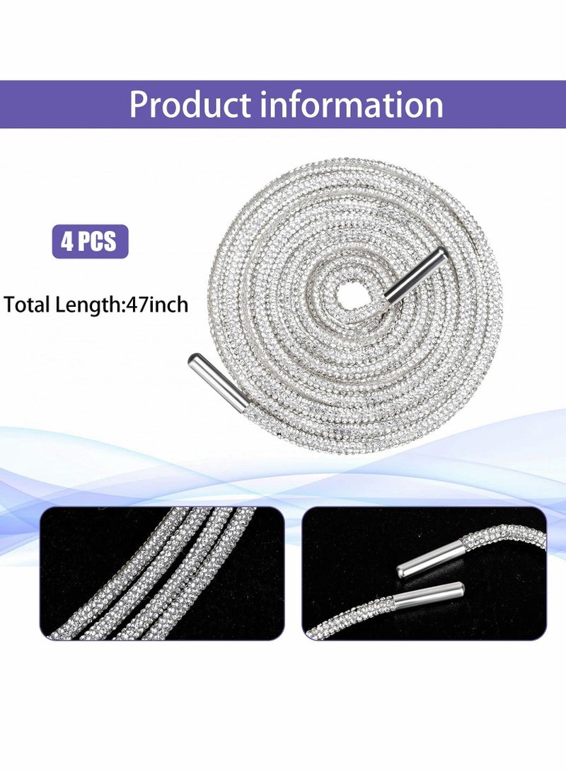 Excefore Rhinestone Shoe Laces, 2 Pair Crystal Bling Shiny Round Glitter Rope for AF1/AJ1, for 1970s, for Ultra Boost and More (2 Pair, 120cm)  - Image 3