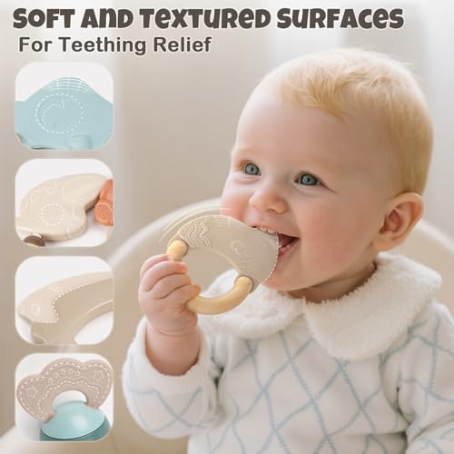 Vanplay Baby Rattles Teethers Set Baby Toys 06 Months Teething Toys 36 Months Sensory Toys with Soft Textures Gentle Sounds EasyGrip Shape Neutral Newborn Gift10Pack - Image 5