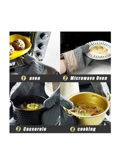 Spaceshoop Silicone Oven Mitt with Cotton Lining, Heat Resistant Glove, Waterproof (1, Multicolor)  - Image 3