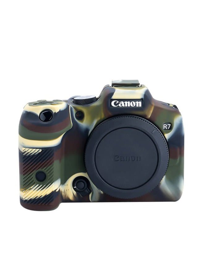 Rieibi EOS R7 Camera Case, Silicone Case for Canon eos r7 Digital Camera, Protective Cover Silicone for Canon r7 - Camouflage - Image 1
