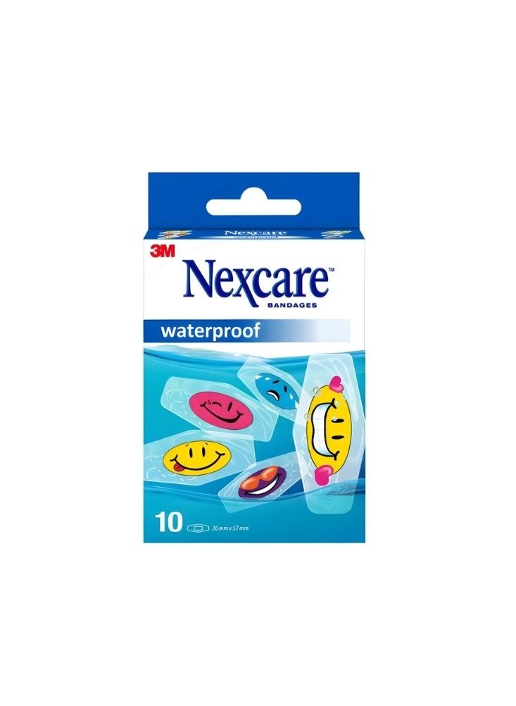 Nexcare Waterproof Bandages – Emoji Design 10 Strips - Image 1