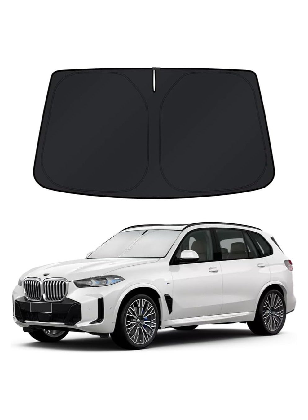 Custom Fit Windshield Sun Shade for BMW X5 (2019 2020 2021 2022 2023 2024) Accessories – Foldable UV Protection Sunshade Cover, Heat Reflective Front Window Visor