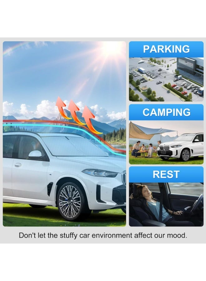 أوزيغالور غطاء واقي من الشمس مخصص للزجاج الأمامي للزجاج الأمامي لسيارة BMW X5 (2019 2020 2021 2022 2023 2024) - غطاء واقي من الشمس قابل للطي للحماية من الأشعة فوق البنفسجية، حاجب زجاج أمامي عاكس للحرارة - Image 5