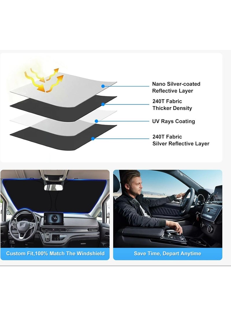 أوزيغالور غطاء واقي من الشمس مخصص للزجاج الأمامي للزجاج الأمامي لسيارة BMW X5 (2019 2020 2021 2022 2023 2024) - غطاء واقي من الشمس قابل للطي للحماية من الأشعة فوق البنفسجية، حاجب زجاج أمامي عاكس للحرارة - Image 4