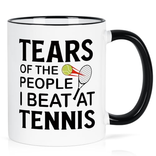 Maustic Tennis Gifts for Women Men Funny Gifts for Tennis Players Coach 11 Oz Two Tone White Black - Image 1