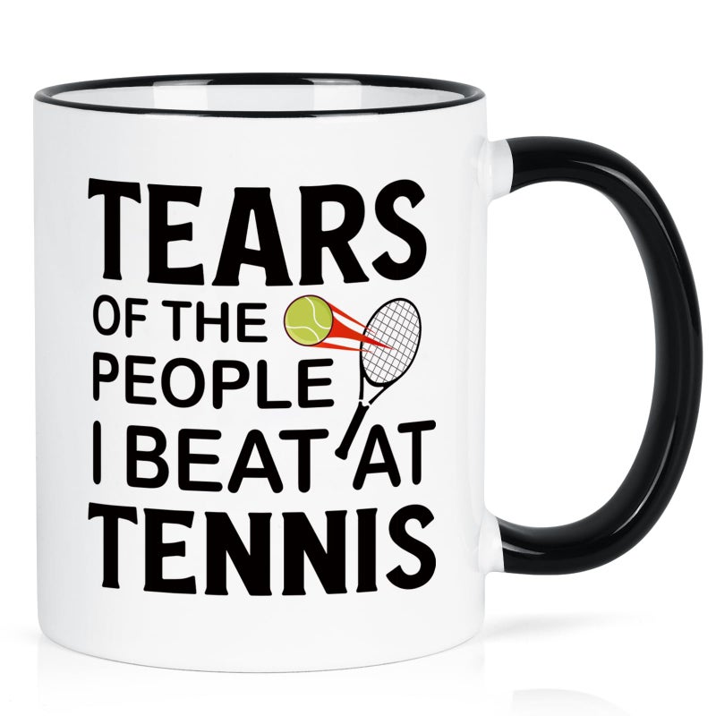 Maustic Tennis Gifts for Women Men Funny Gifts for Tennis Players Coach 11 Oz Two Tone White Black - Image 2
