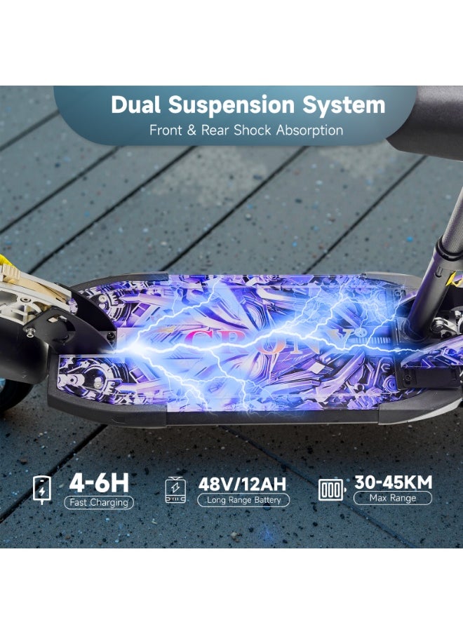 Crony V10+ LED Electric Scooter 15O0W 45KM Range Triple LED Headlamps Bluetooth Speaker Wide LCD Display Front Rear Suspension Dual Disc Brakes Lightweight Aluminum Frame 150OW Brushless 10 inch Wide Deep tread wear-resistant anti-slip rubber tire E-Bike adult  - Image 4