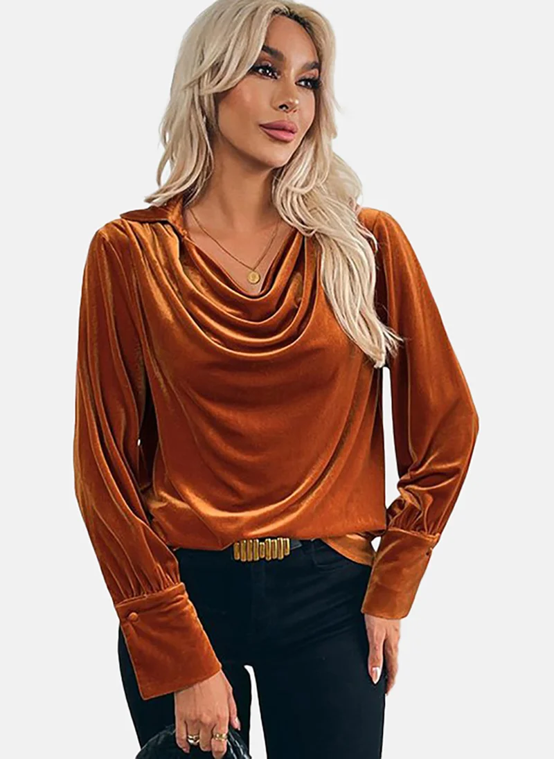 يونيكي Cowl Neck Velvet Top