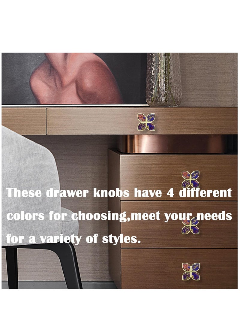 SYOSI Knobs Four-Leaf Clover Brass Pulls Handles, Gold Knobs Dresser Knobs Clover Cabinet Handles with Screws for Dresser Drawers Kitchen Cabinet Watercolor, 6 pcs  - Image 3