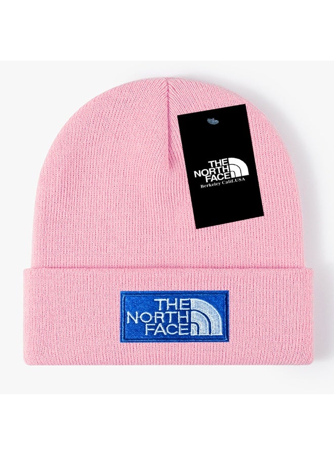 The North Face Pastel Pink Knit Beanie – Dual Logo Accents for Cute & Cozy Warmth in Daily/Outdoor Looks 577Size