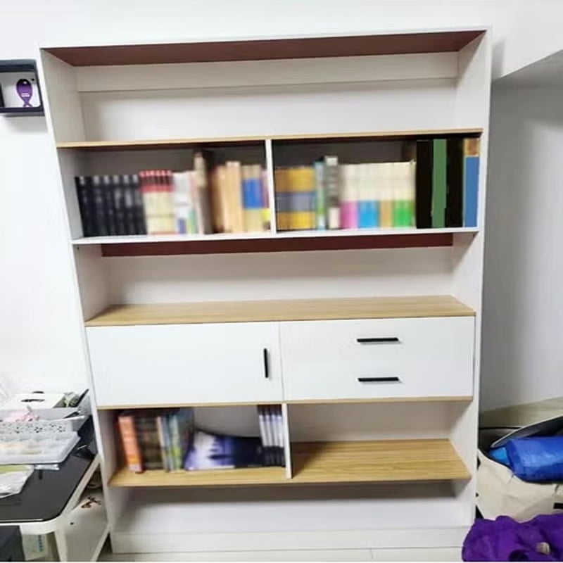 Raffine Multipurpose Multi-Tier Wooden Bookshelf, Large Storage Display Rack with Drawers, Vertical Freestanding Floor Shelf Bookcase for Living Room Home Office – 102x24x181 cm - Image 3