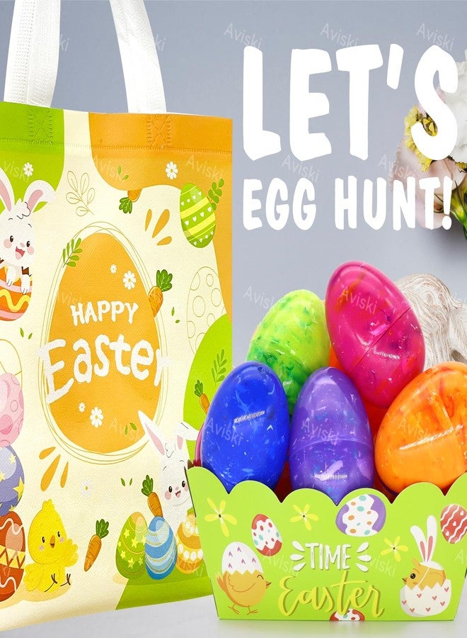 Aviski 72Pcs 2.36'' Tall Painted Iridescent Marble-like Easter Eggs for Kids Egg Hunt Basket Bag Empty Stuffers Fillers with 1pc Cute Non Woven Bags, Toys Filling Treats and Easter Theme Party Supplies Favor - Image 4