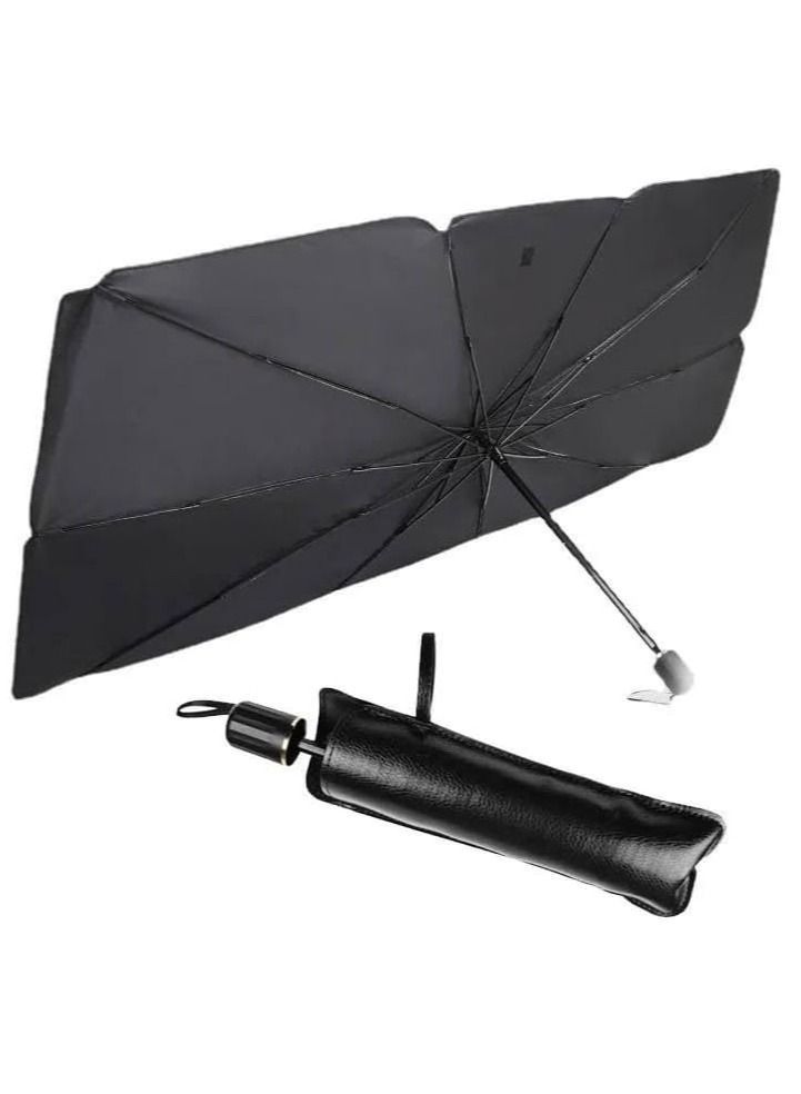 DubaiGallery Protection Front Windshield Sunshade Umbrella, Springtree Polyester UV & Heat Protector Car Sun Visor, Full Cover & Foldable Sun Shield Shade for Cars, SUV, Trucks - Image 1