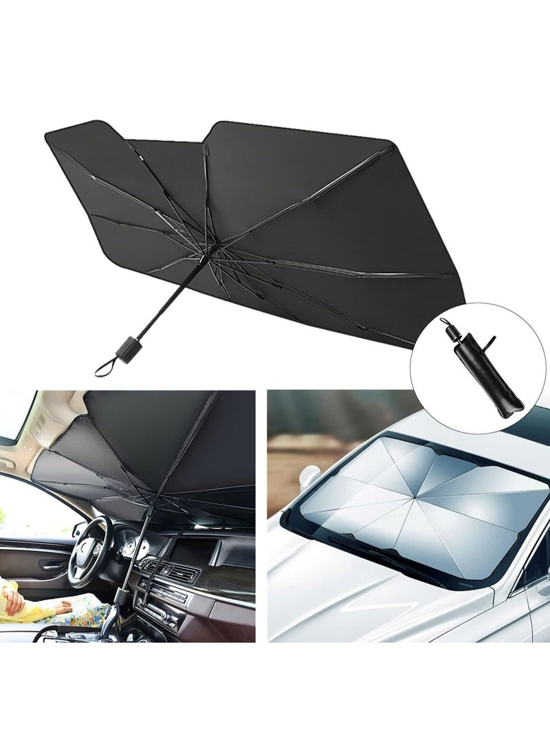 DubaiGallery Protection Front Windshield Sunshade Umbrella, Springtree Polyester UV & Heat Protector Car Sun Visor, Full Cover & Foldable Sun Shield Shade for Cars, SUV, Trucks - Image 4