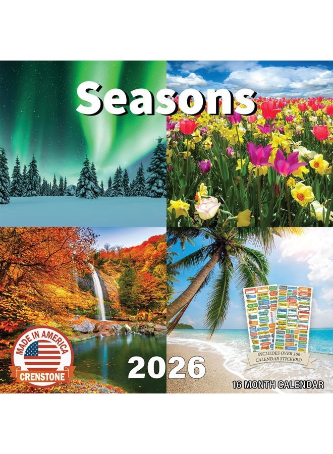 Crenstone Seasons Calendar 2026 - Deluxe 2026 Changing Seasons Wall Calendar Bundle with Over 100 Calendar Reminder Stickers (Nature Gifts, Office Supplies) | Made In The USA - Image 1