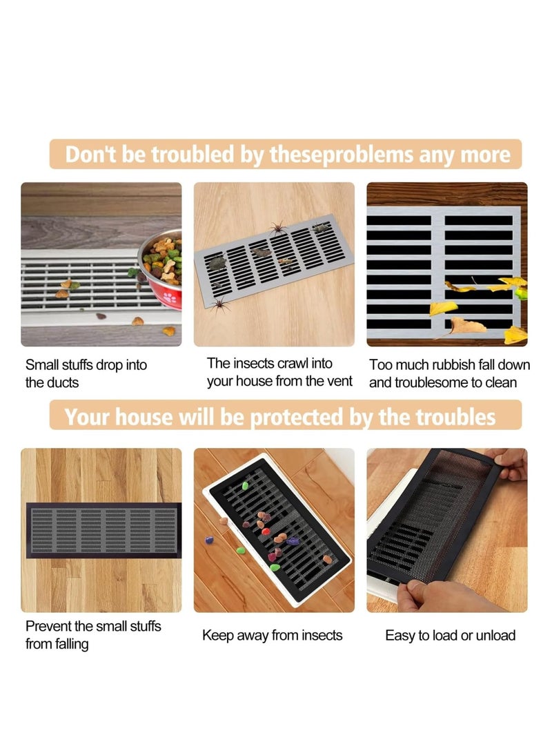 Zikra 4Pack Floor Vent Covers Magnetic PVC Vent Mesh Cover, Strong Vent Covers, 4 x 10 Inch Air Vent Screen Cover, Floor Register Cover Vent Screen Trap for Wall Ceiling Floor Catch Debris Hair Filter - Image 2