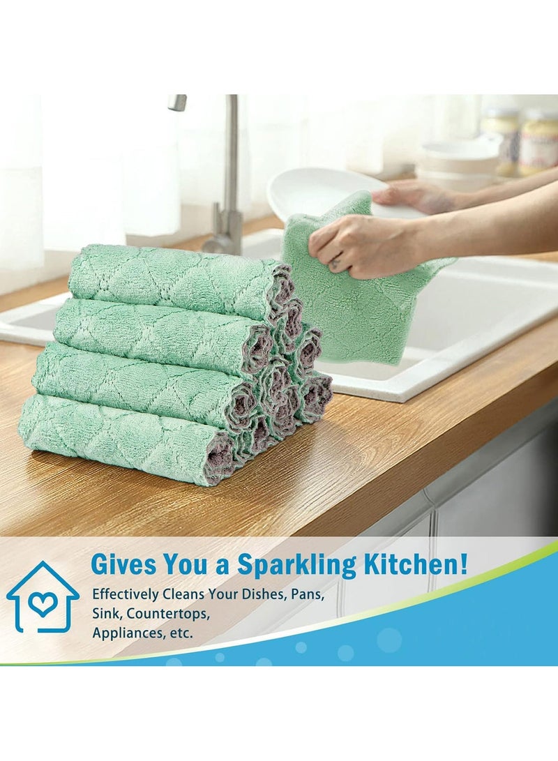 Mmmon 10 Pack Kitchen Cloth Dish Towels and a pair of cleaning gloves, Soft Premium Dishcloths, Absorbent MicrofiberCleaning Cloth for Cleaning Dishes,Kitchen,Bathroom,Car. - Image 3