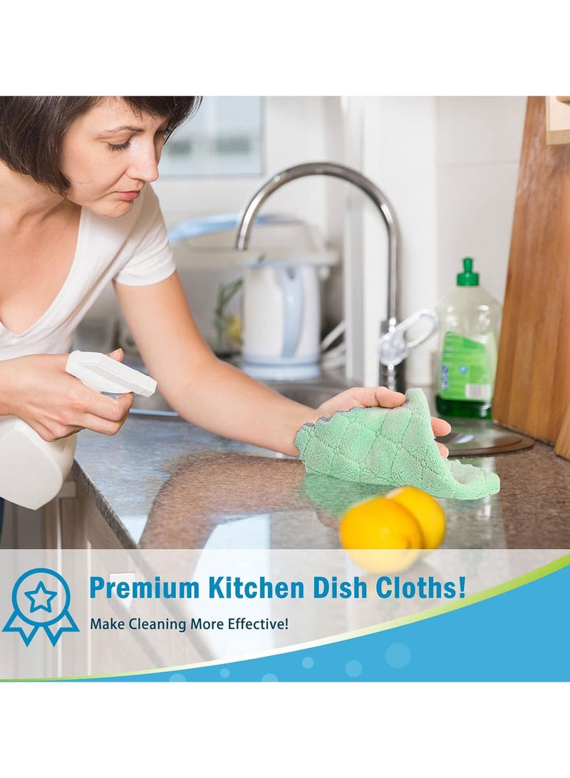 Mmmon 10 Pack Kitchen Cloth Dish Towels and a pair of cleaning gloves, Soft Premium Dishcloths, Absorbent MicrofiberCleaning Cloth for Cleaning Dishes,Kitchen,Bathroom,Car. - Image 5