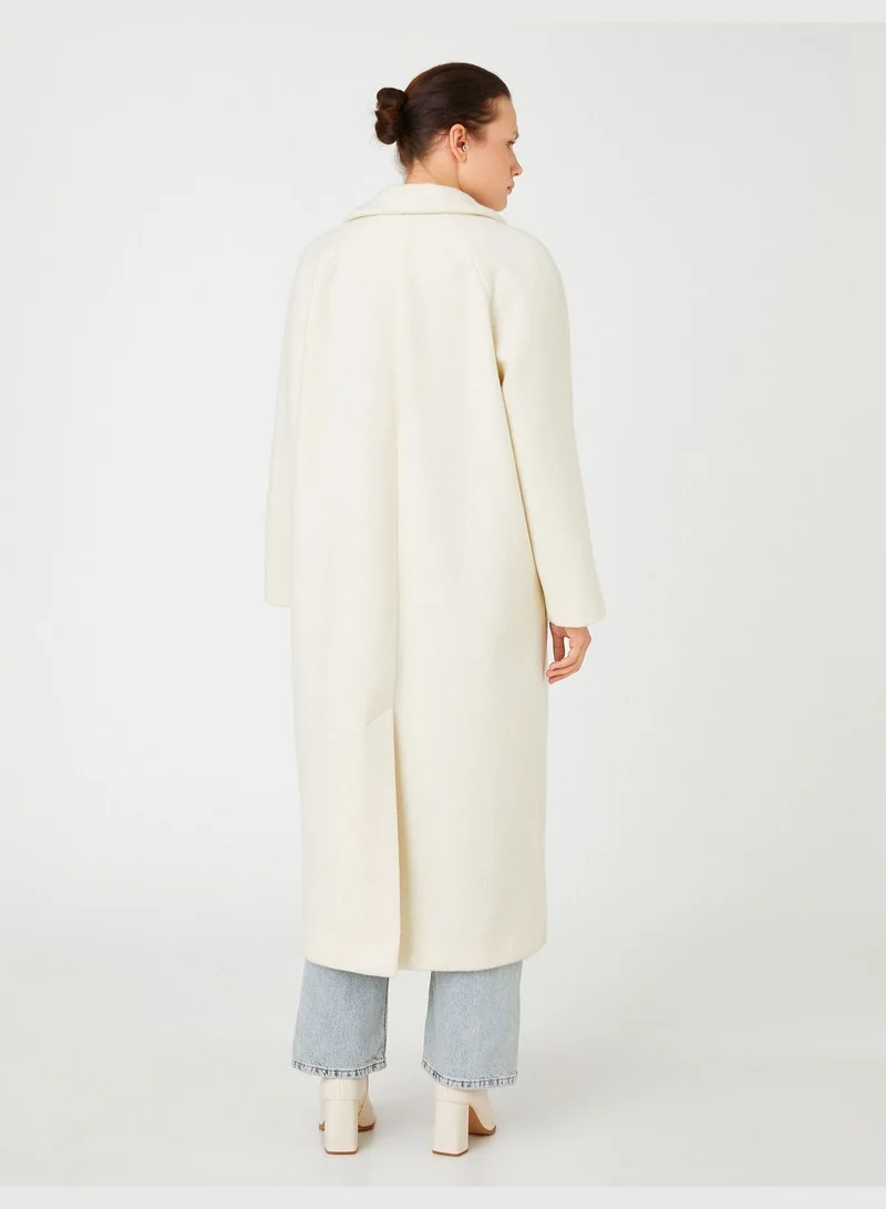KOTON Oversized Coat Hide Button Lappel Neck Pocket