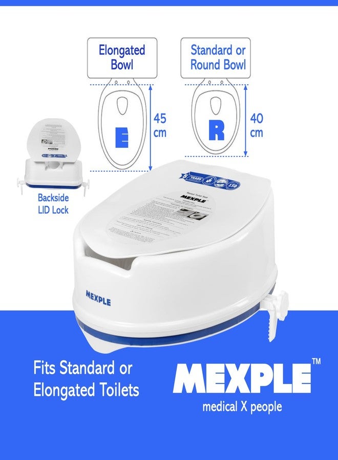 MEXPLE RaiXer6 Raised Toilet Seat Raiser Elevator (6 Inch) (5 Years Warranty) | Plastic Commode Seat Extension | Tool Free Installation | For Handicap, Knee Patients, Old Senior Citizen - White - Image 4