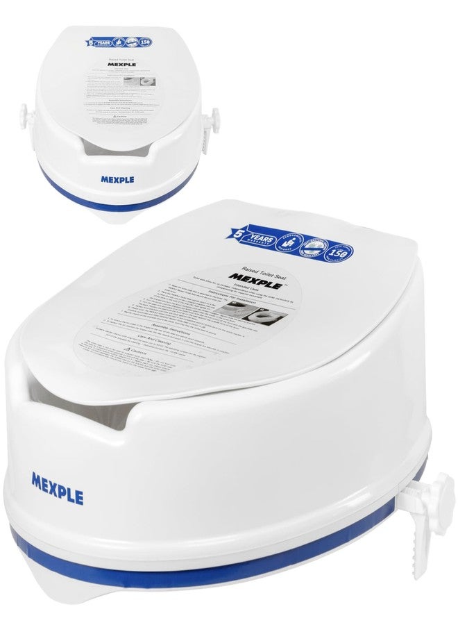 MEXPLE RaiXer6 Raised Toilet Seat Raiser Elevator (6 Inch) (5 Years Warranty) | Plastic Commode Seat Extension | Tool Free Installation | For Handicap, Knee Patients, Old Senior Citizen - White - Image 1