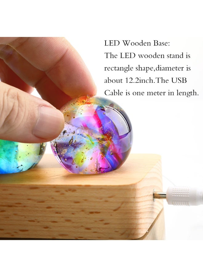 Generic 7 Chakra Natural Healing Spheres with LED Wooden Stand 40mm Crystal Quartz Stones for Meditation Positive Energy Night Light Decoration Balls Set for Home  - Image 5