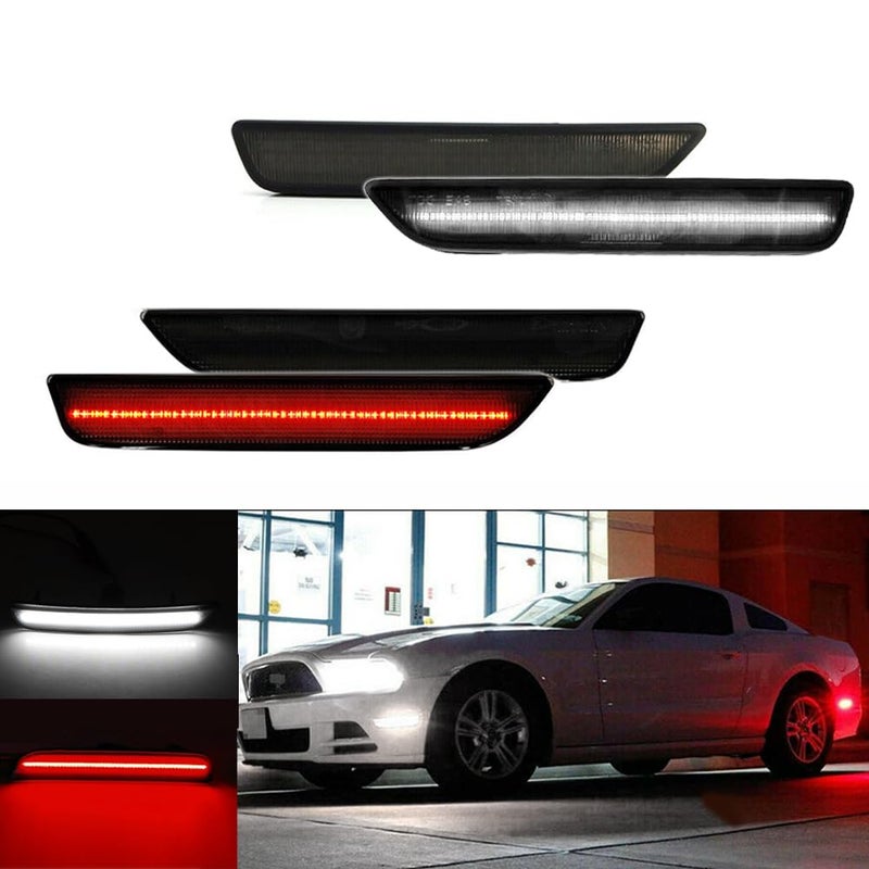 Tonsya For 2010 2011 2012 2013 2014 Ford Mustang Front Rear Bumper Side Marker Lights White Red Led Lamps Smoked Lens 4 pcs
