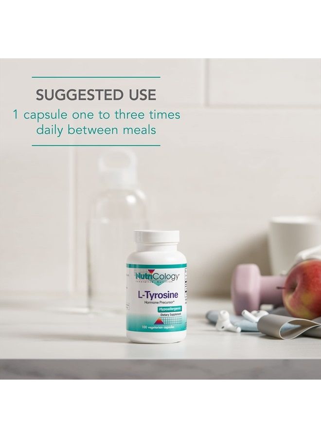 Nutricology L-Tyrosine 500 mg - Hormone Precursor, Brain - 100 Vegetarian Capsules - Image 4