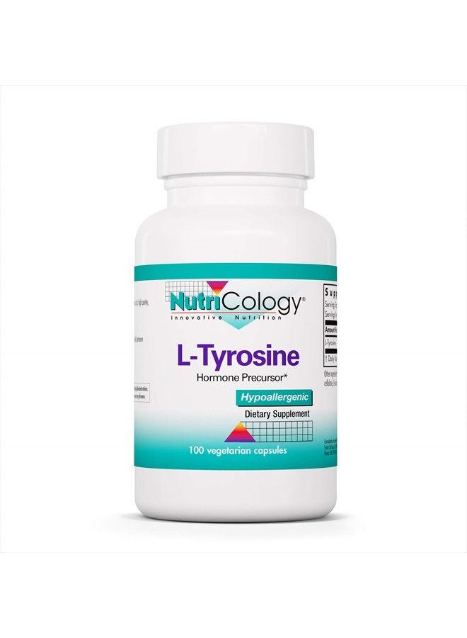 Nutricology L-Tyrosine 500 mg - Hormone Precursor, Brain - 100 Vegetarian Capsules - Image 1
