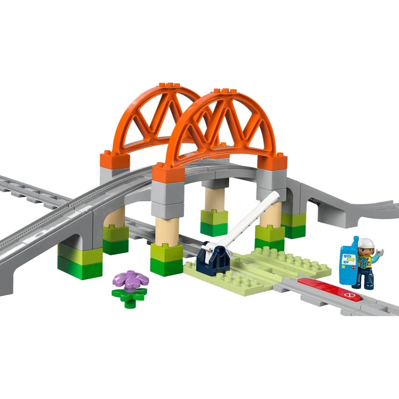LEGO - Duplo Train Bridge and Tracks Expansion Set 42 Pieces - 10426 - Image 2