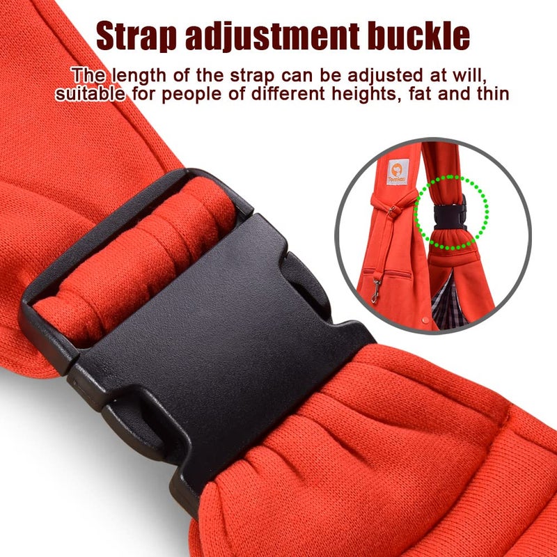 Tomkas Small Dog Sling Carrier - Zipper Pocket & Adjustable Strap - for 3-10 lbs Pets(Red) - Image 3