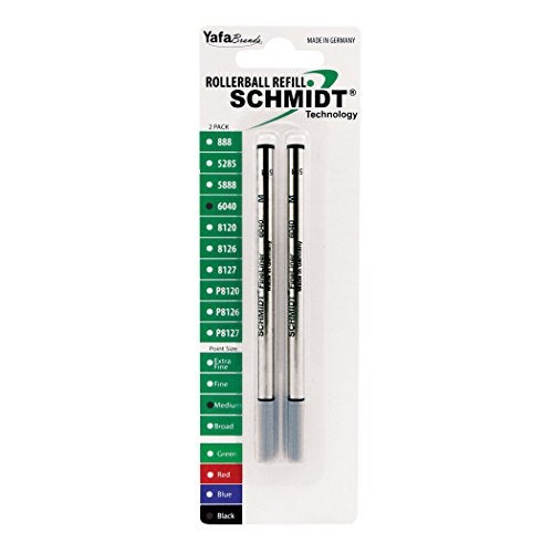 Schmidt 6040 Fineliner Spring Loaded Refill 1.0mm, Black, 2 Pack Blister (SC58117) | German-Made for Smooth, Consistent Writing | Compatible with Monteverde USA, Conklin, Faber-Castell, and More - Image 1
